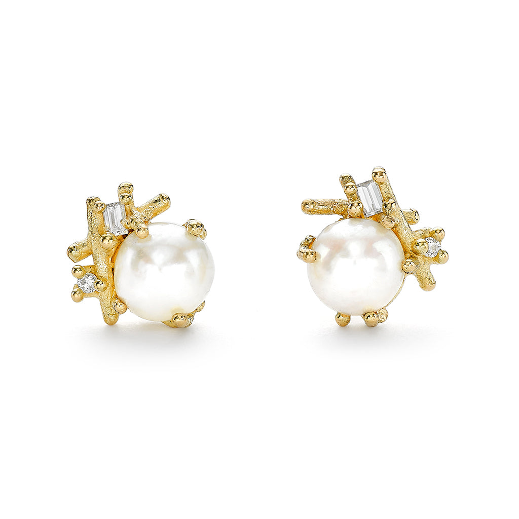 Pearl stud earrings from Ruth Tomlinson, handmade in London