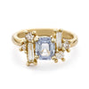 Pale Blue Sapphire and Diamond Luminous Cluster Ring by Ruth Tomlinson, handmade in London