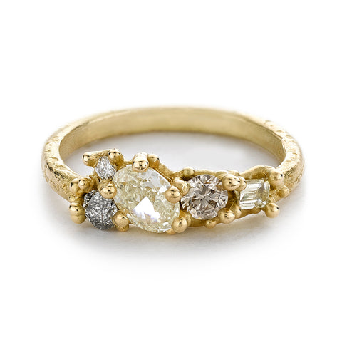 Yellow Diamond Asymmetric Ring from Ruth Tomlinson, handmade in London