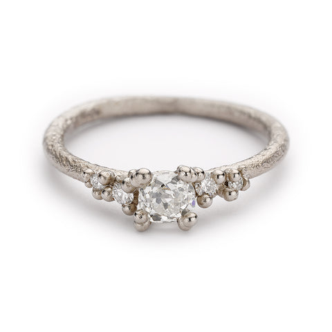 Solitaire Antique Diamond Encrusted Ring from Ruth Tomlinson, handmade in London