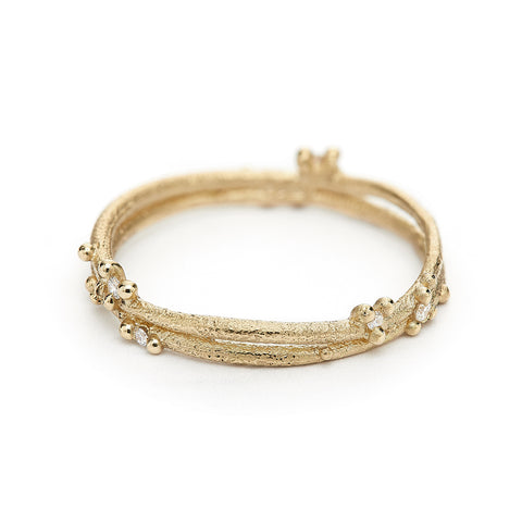Diamond Encrusted Wedding Band in 14ct yellow gold by Ruth Tomlinson, handmade in London