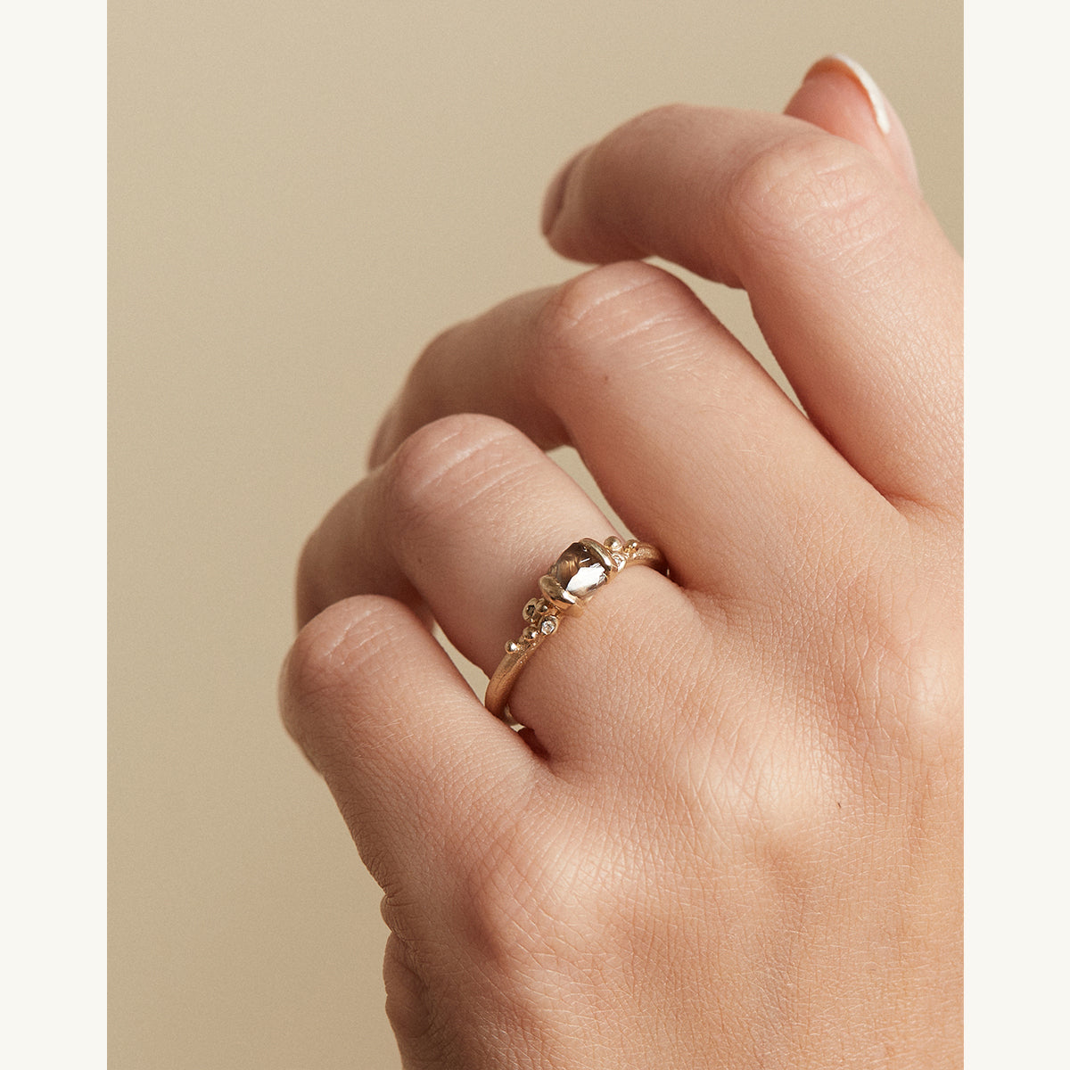 Raw Diamond Ring with Granules