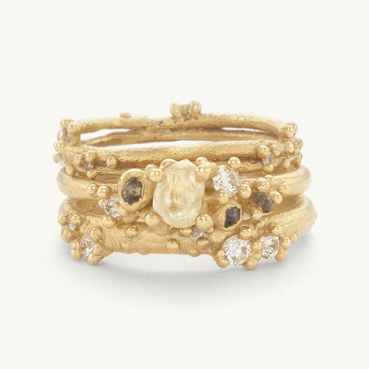 Raw Diamond Encrusted Ring Stack
