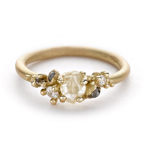 Raw Diamond Cluster Ring by Ruth Tomlinson, handmade in London
