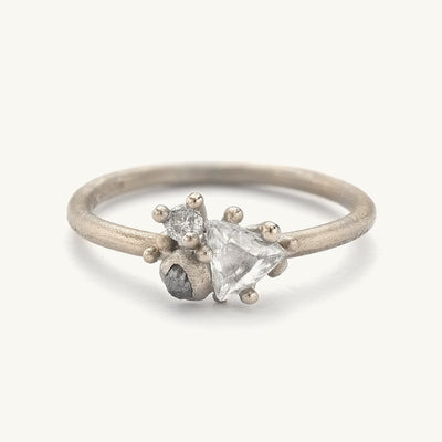 Raw Diamond Contrast Cluster Ring