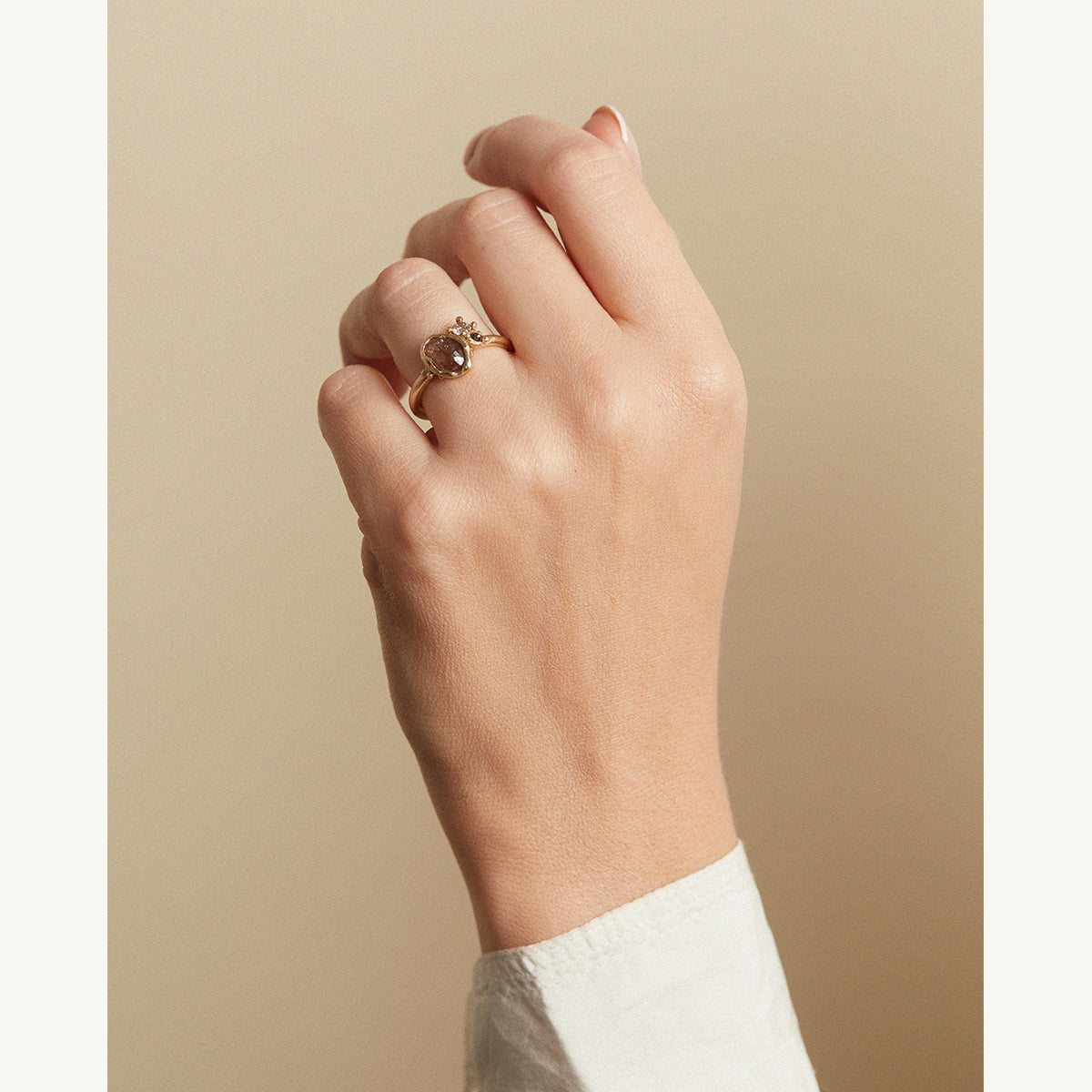 Champagne Rose Cut Diamond Cluster Ring