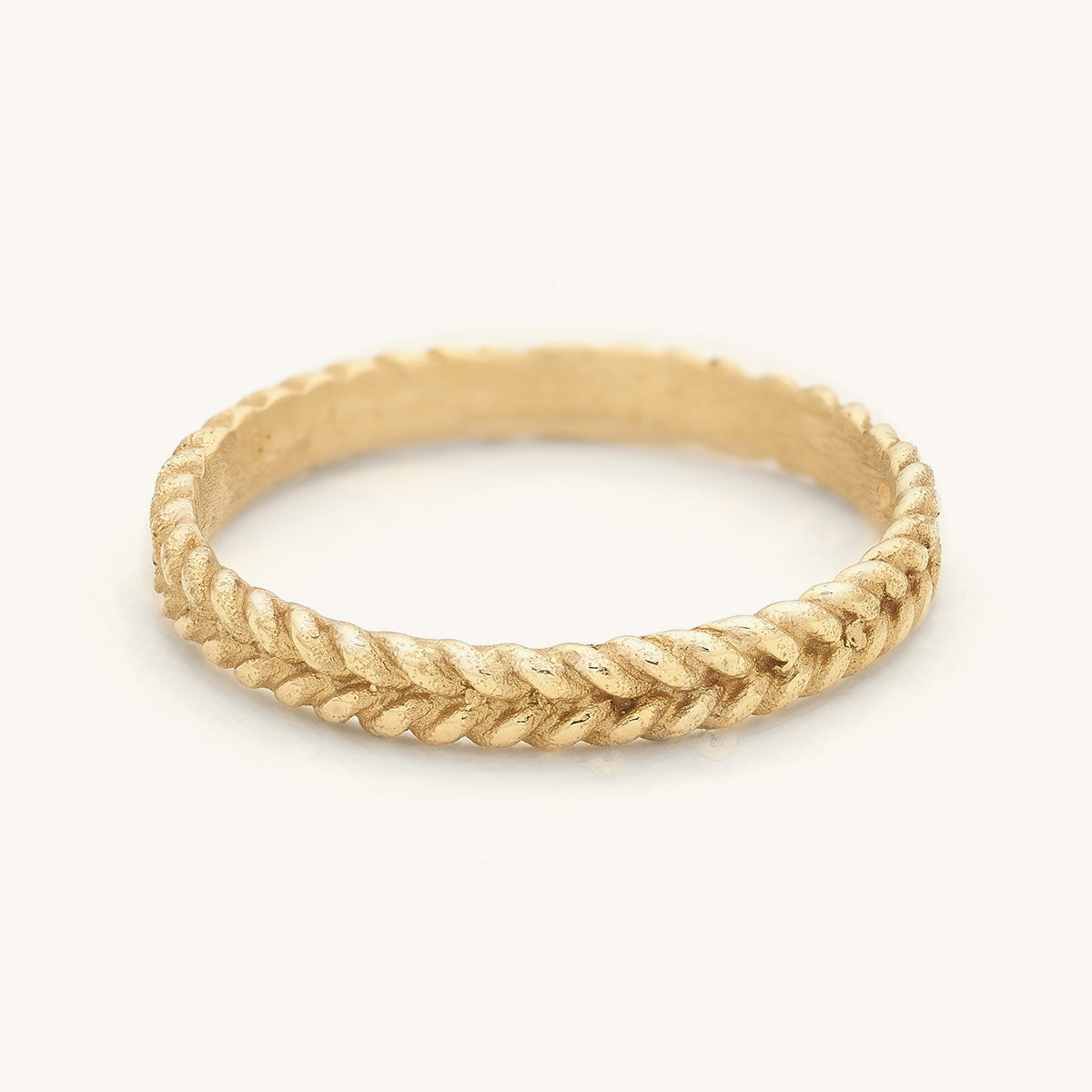 Handcrafted Alternative Gold Wedding Band with a Braided Rope Design in 14ct yellow gold