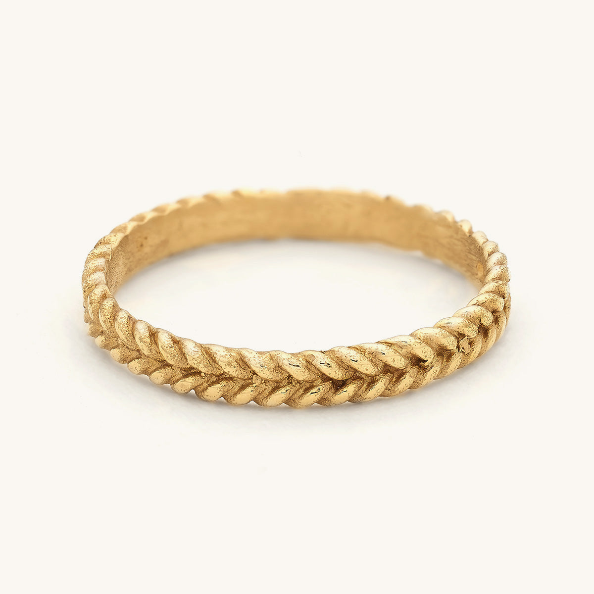 Handcrafted Alternative Gold Wedding Band with a Braided Rope Design in 18ct yellow gold