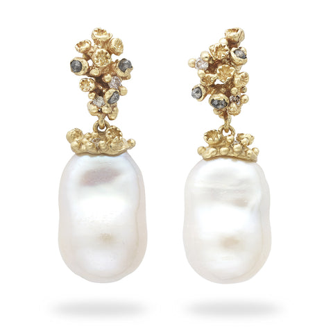 Pearl Drops with Grey Diamonds and Barnacles by Ruth Tomlinson, handmade in London