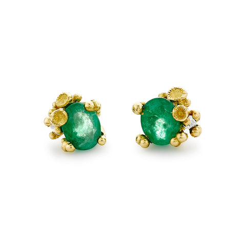 Emerald and Diamond Encrusted Studs From Ruth Tomlinson, handmade in London