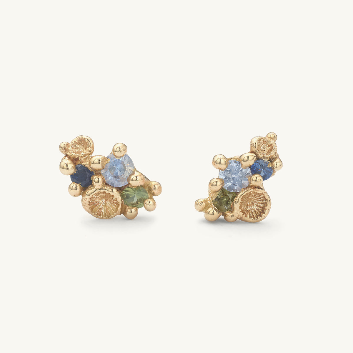 Sapphire Encrusted Studs with Barnacles