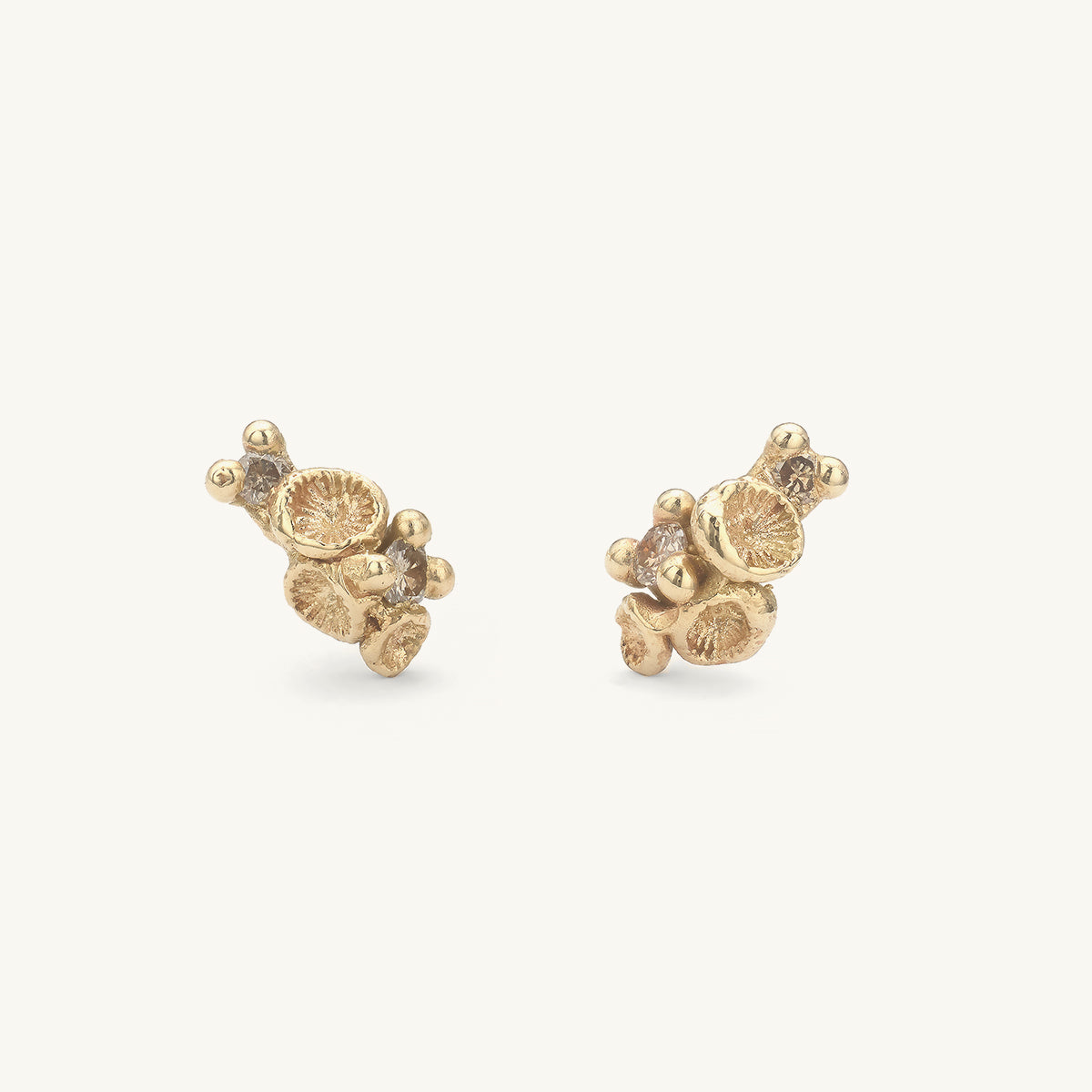 Champagne Diamond Encrusted Studs with Barnacles