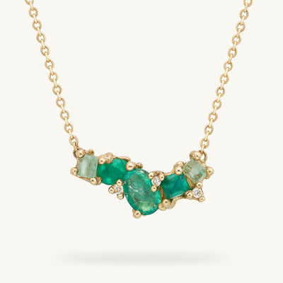 Emerald Cluster Bar Necklace