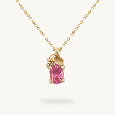Pink Tourmaline and Champagne Diamond Encrusted Pendant