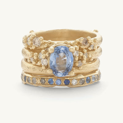 Sapphire and Diamond Encrusted Ring Stack
