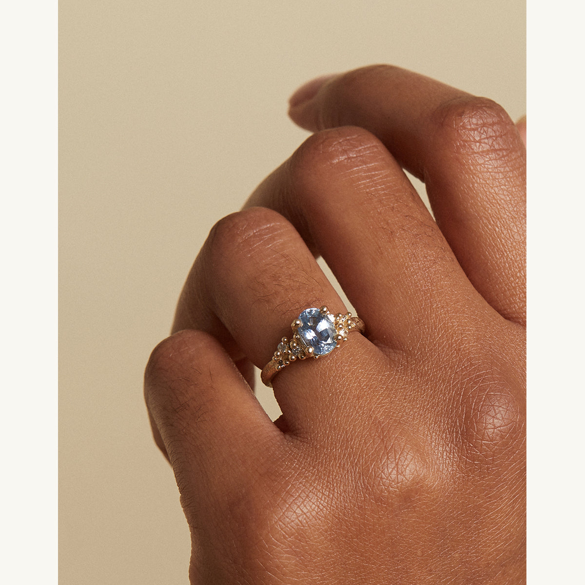 Sapphire and Diamond Ring with Granules