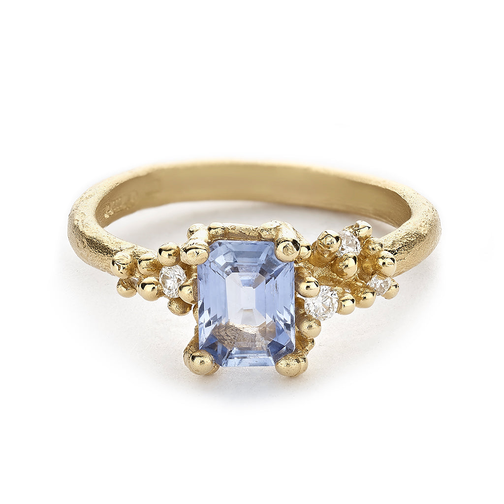 Sapphire and Diamond Ring with Granules from Ruth Tomlinson, handmade in London