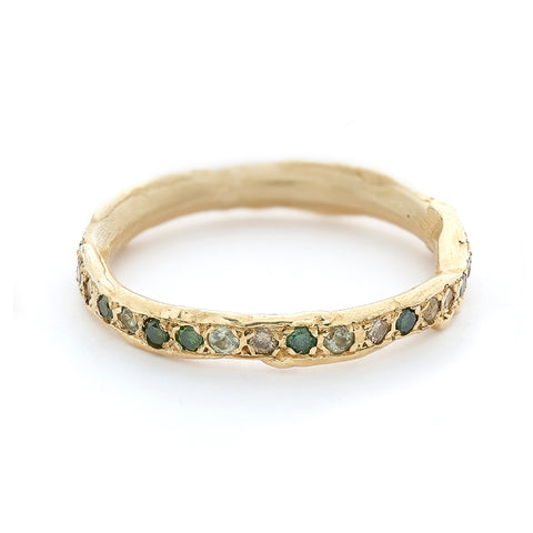 Green Sapphire and Diamond Eternity Band from Ruth Tomlinson, handmade in London