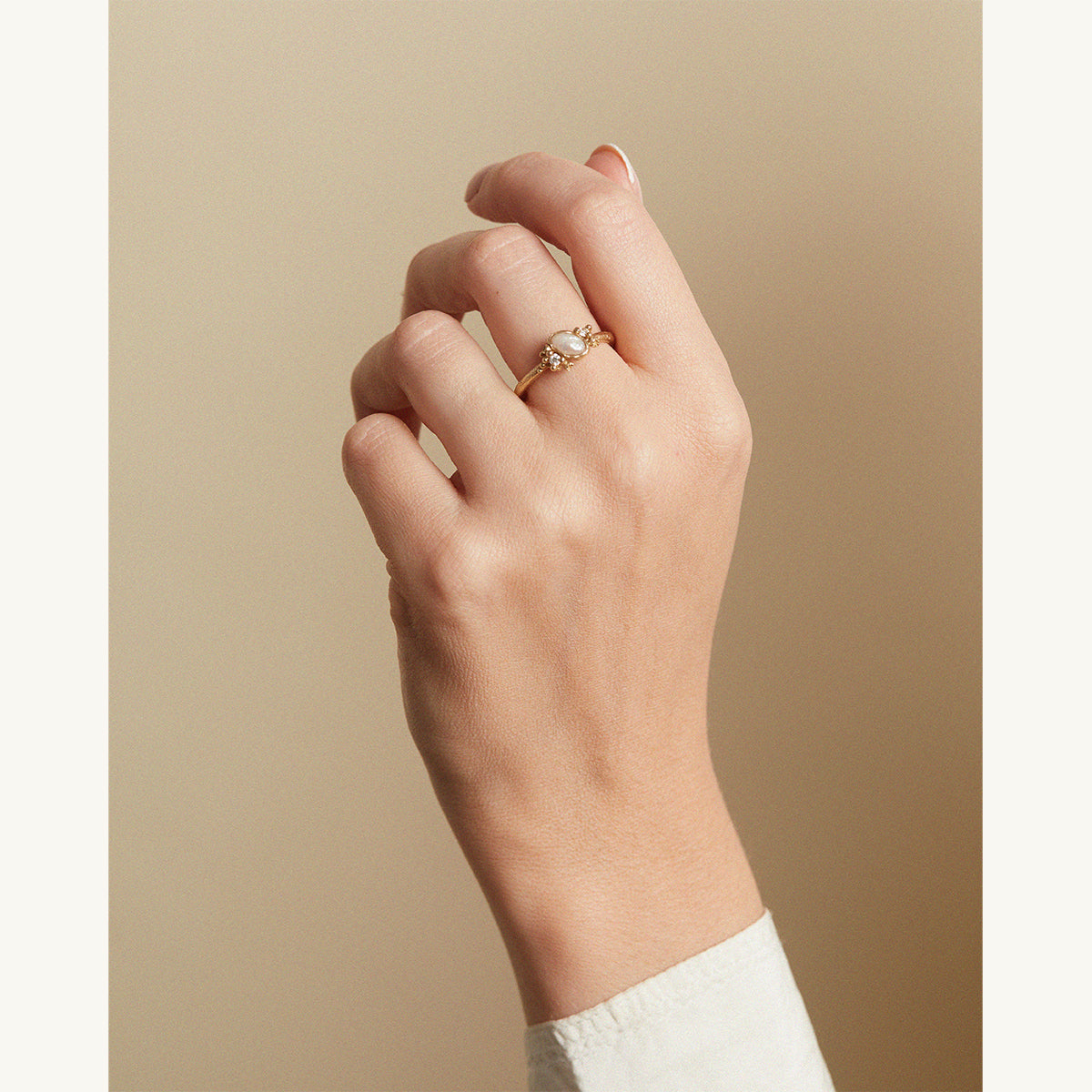 Pearl Encrusted Ring with Diamonds and Barnacles