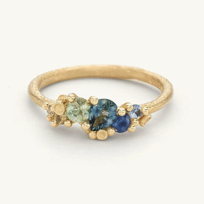 Mixed Sapphire Asymmetric Ring with Barnacles