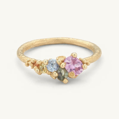 Mixed Sapphire Tumbling Ring with Barnacles