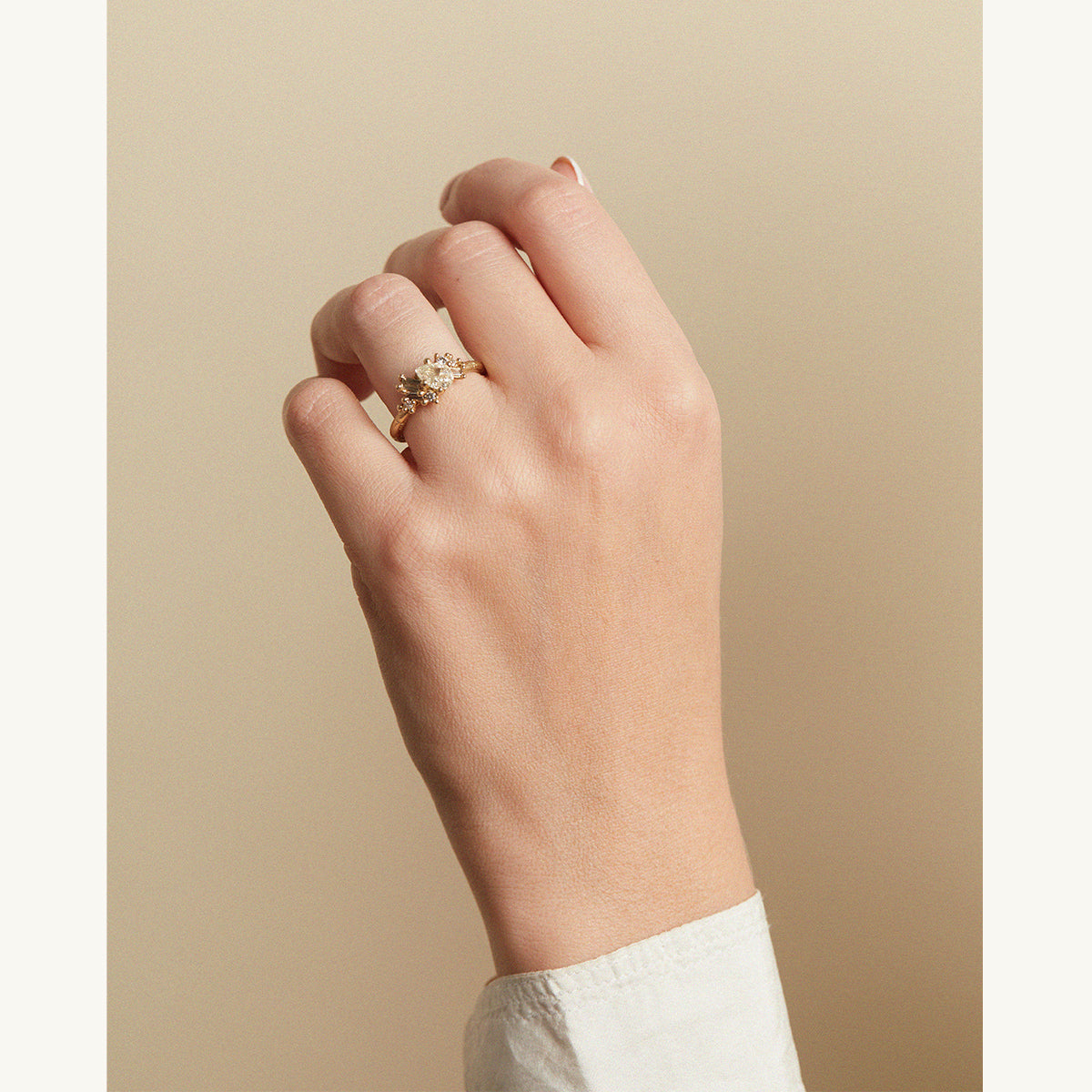 Pear Cut Sweeping Cluster Ring