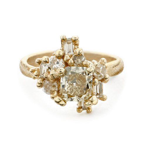 Champagne Diamond Sweeping Cluster Ring from Ruth Tomlinson, handmade in London