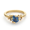 Pear Cut Blue Sapphire and Diamond Sweeping Cluster Ring by Ruth Tomlinson, handcrafted in London