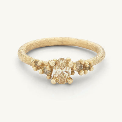 Solitaire Champagne Diamond Encrusted Ring