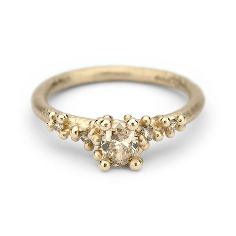 Champagne diamond encrusted solitaire engagement ring from Ruth Tomlinson