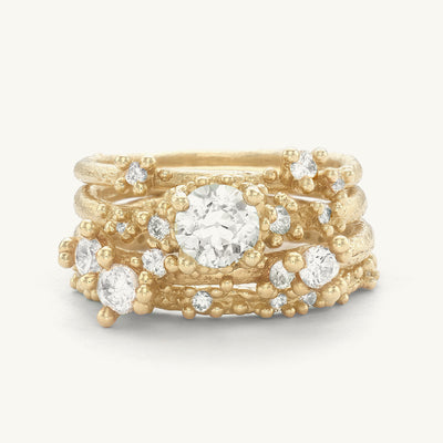 Encrusted Antique Diamond Ring Stack