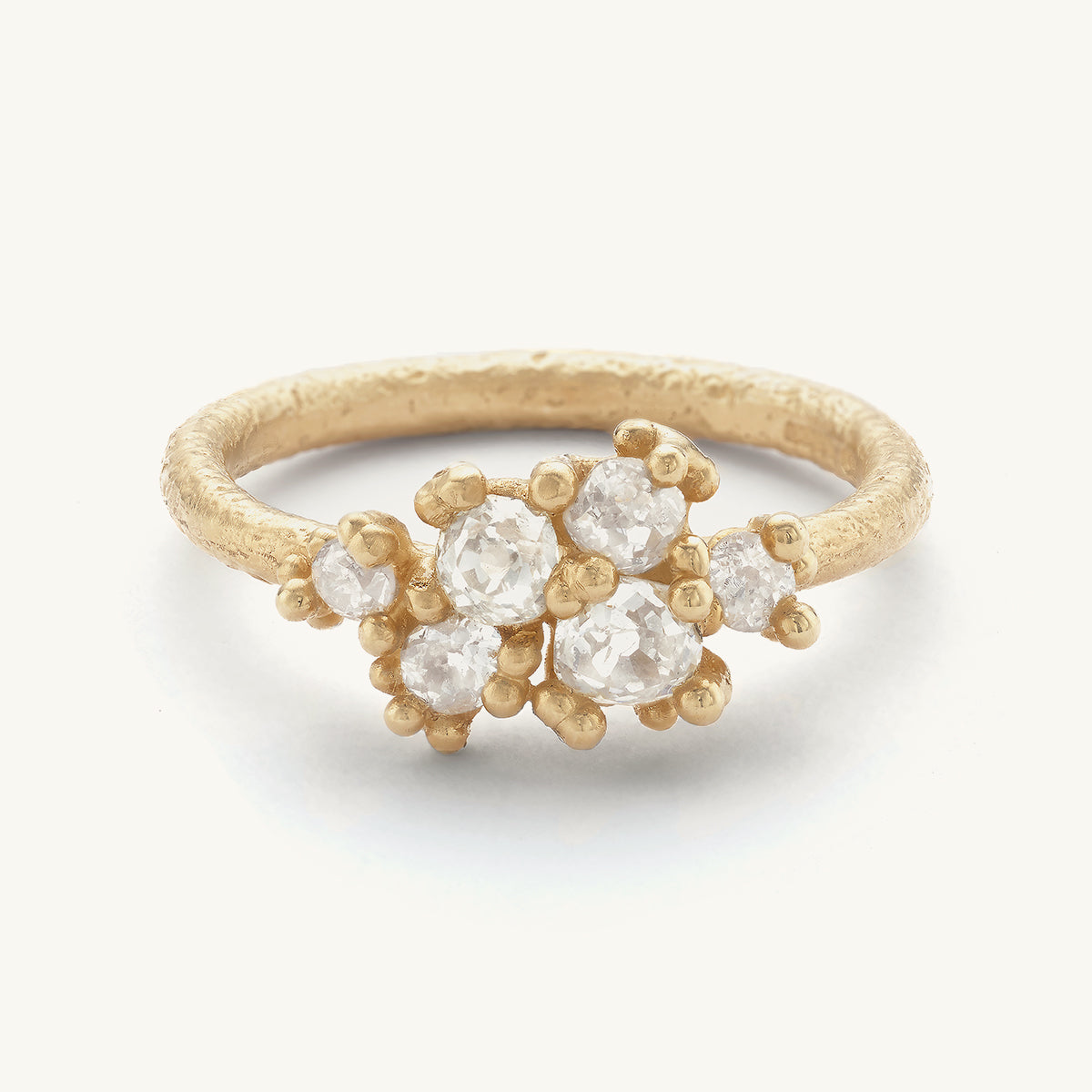 Antique Diamond Asymmetric Cluster Ring