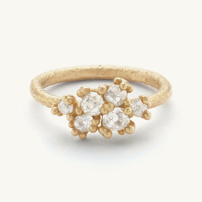 Antique Diamond Asymmetric Cluster Ring