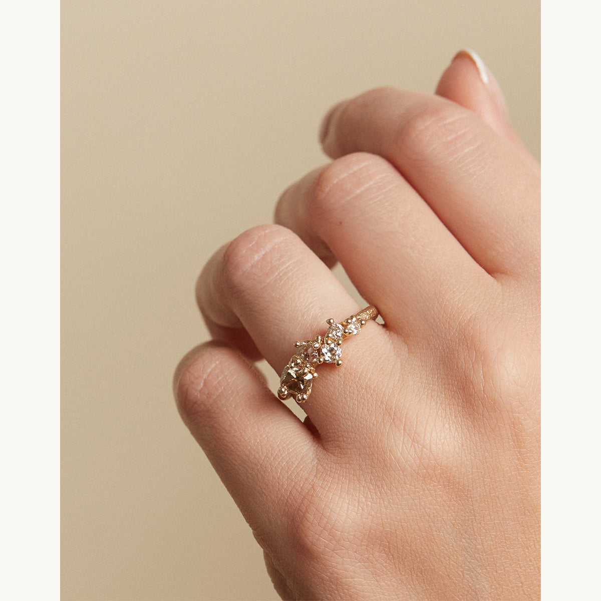 Champagne Diamond Tapering Cluster Ring
