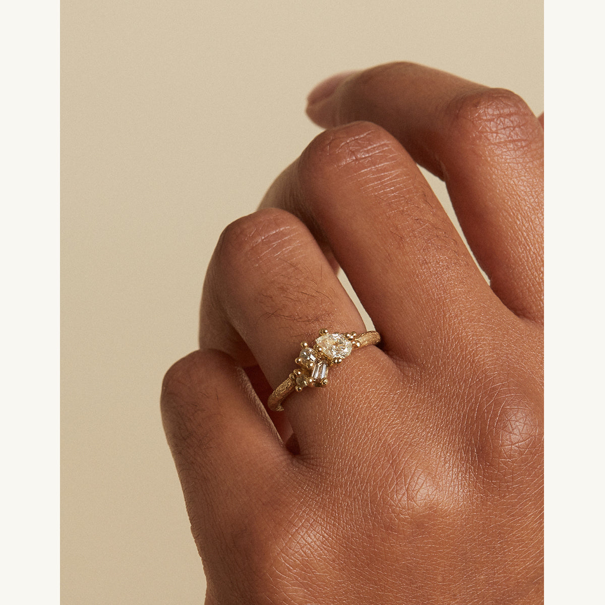 Contrast Cut Diamond Cluster Ring