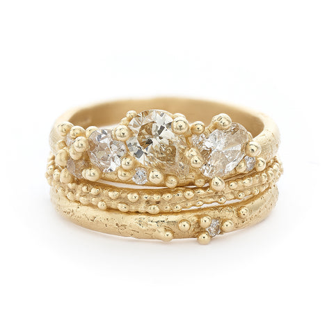 Alternative Diamond Engagement and Wedding Band Stack from Ruth Tomlinson, Handmade in London