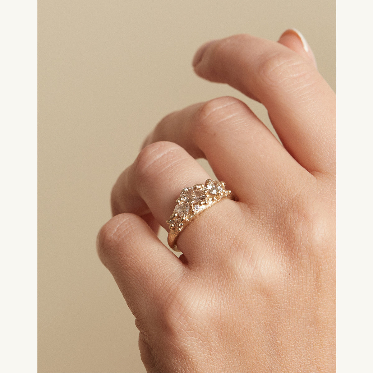 Asymmetric Champagne Diamond Ring