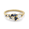 Diamond and Sapphire Tapering Cluster Ring from Ruth Tomlinson, handmade in London