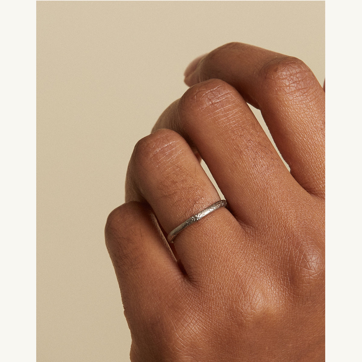 Half Round Textured Wedding Band - 2mm