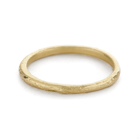 Alternative Textured Wedding Band in 14ct yellow gold from Ruth Tomlinson, handmade in London