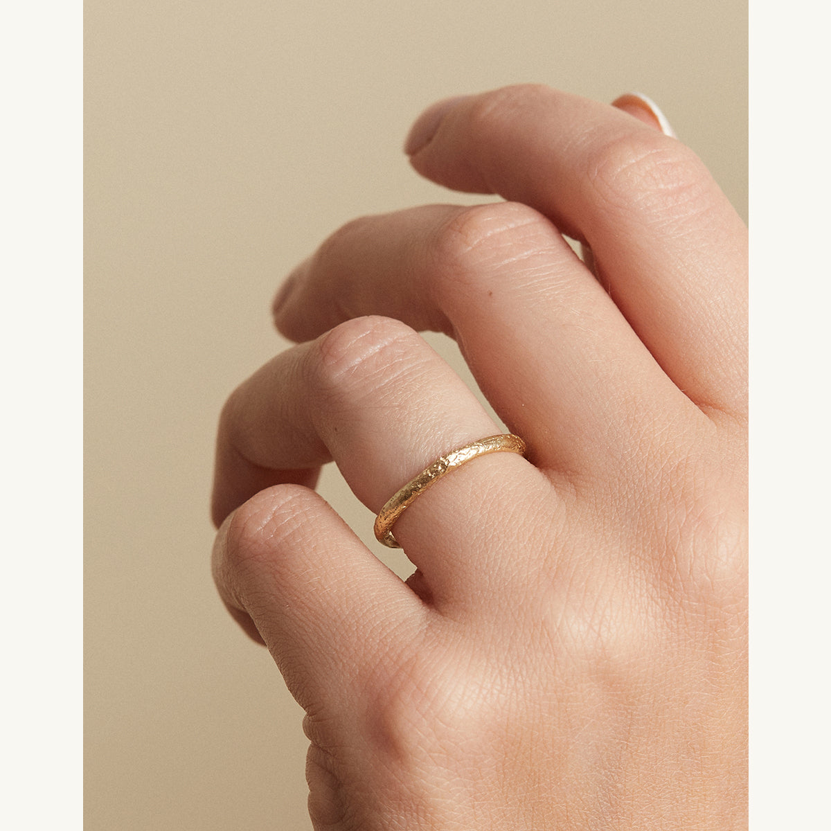 Half Round Textured Wedding Band - 2mm