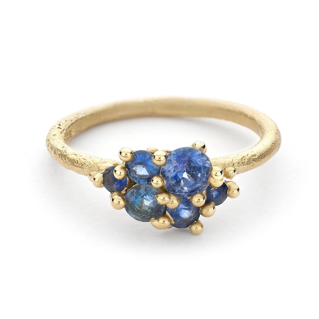 Sapphire Asymmetric Cluster Ring from Ruth Tomlinson, handmade in London