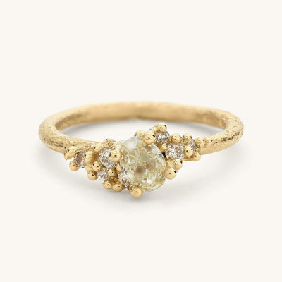 Asymmetric Yellow Diamond Encrusted Solitaire Ring