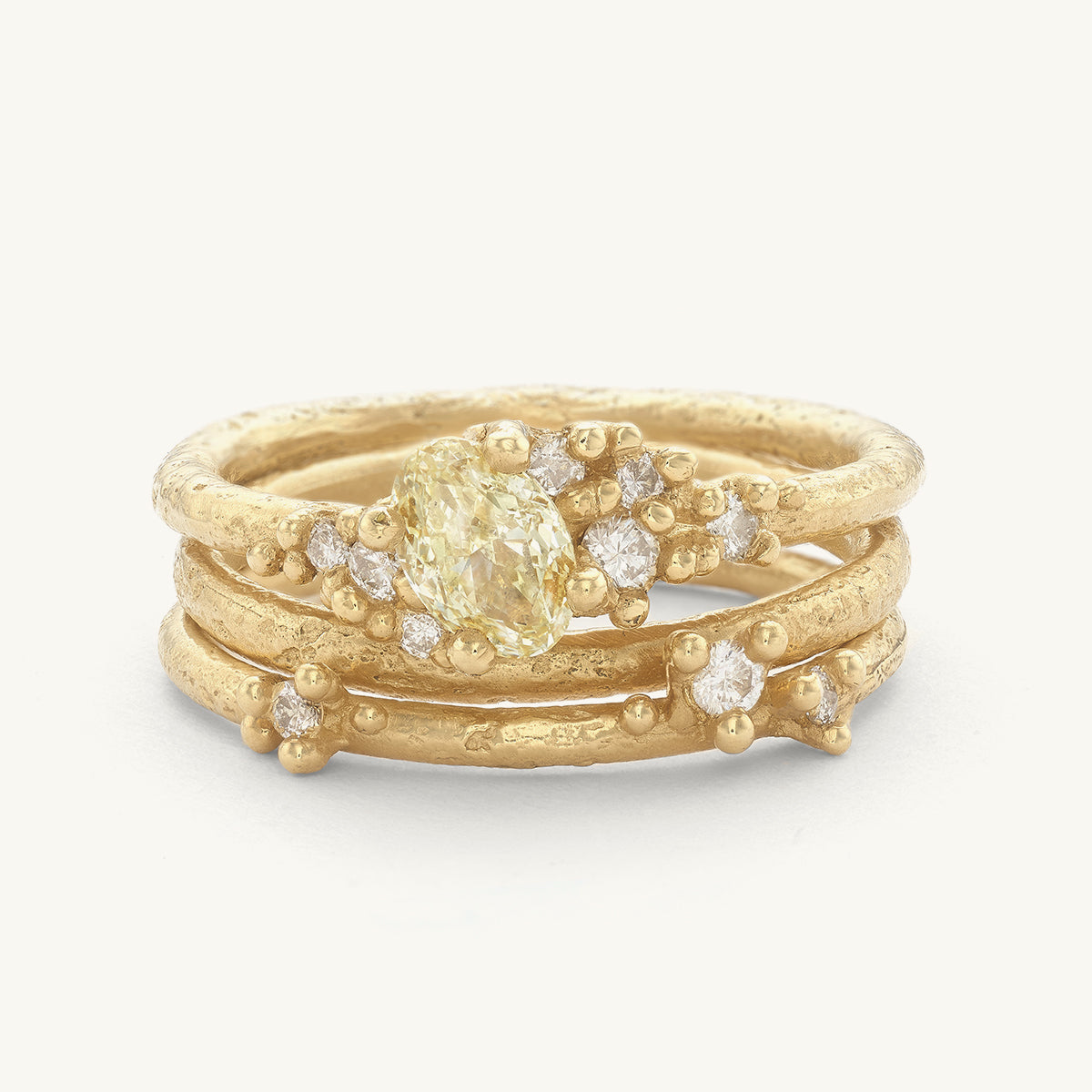 Yellow Diamond Encrusted Ring Stack