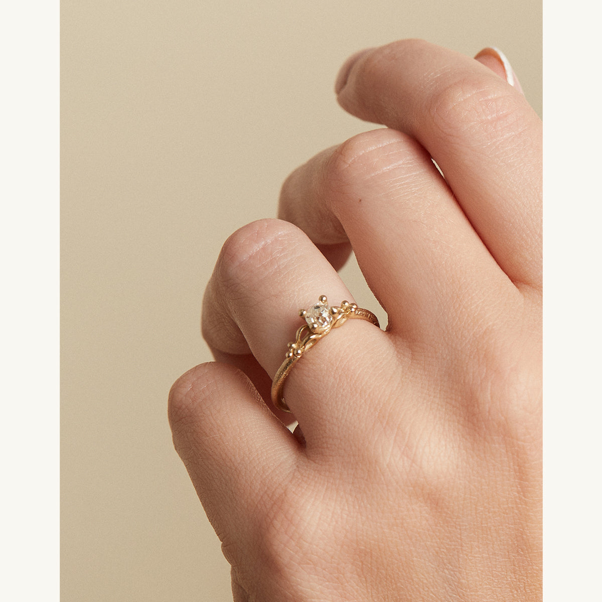 Solitaire Diamond Ring with Filigree Detail