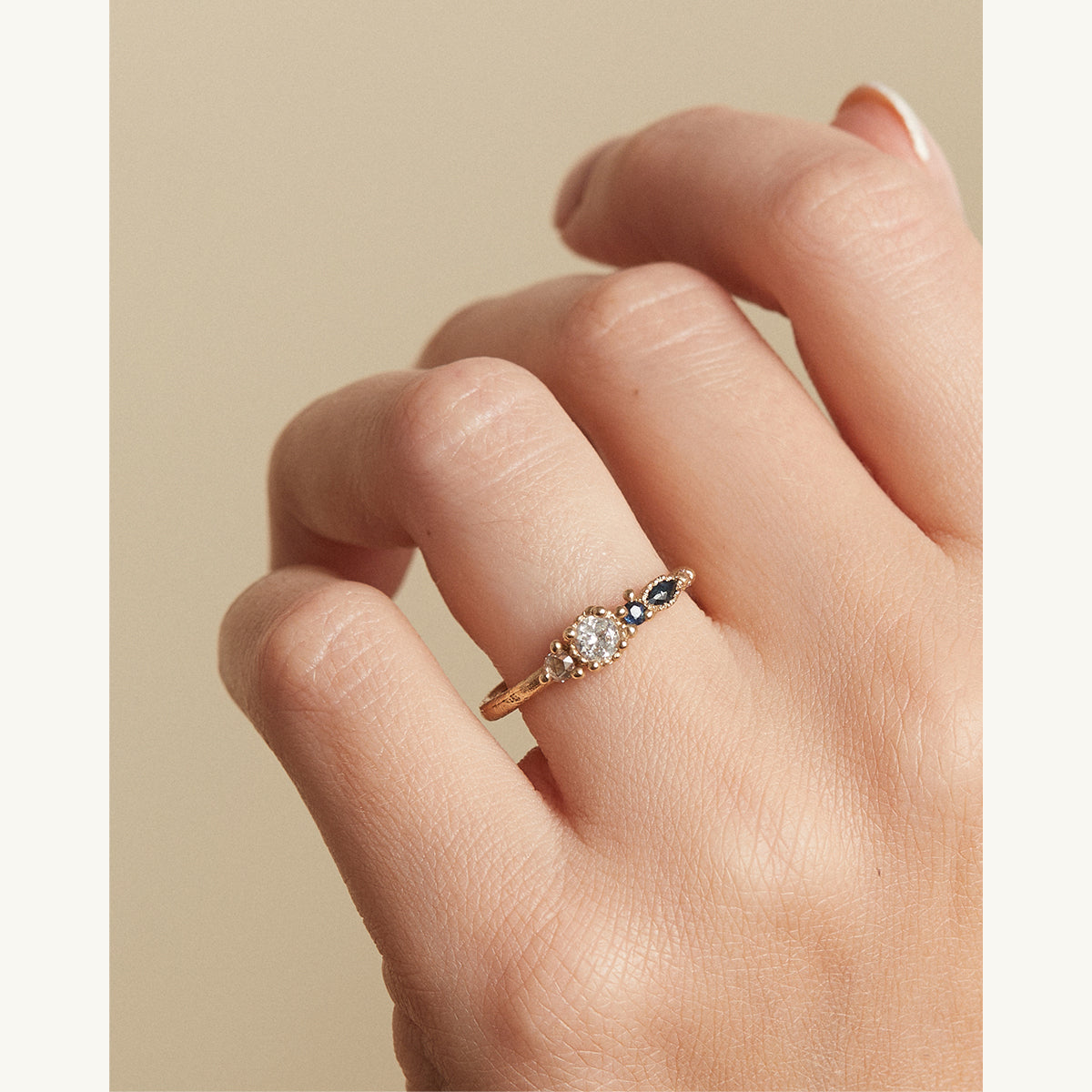 Mixed Stone Ring with White Diamond