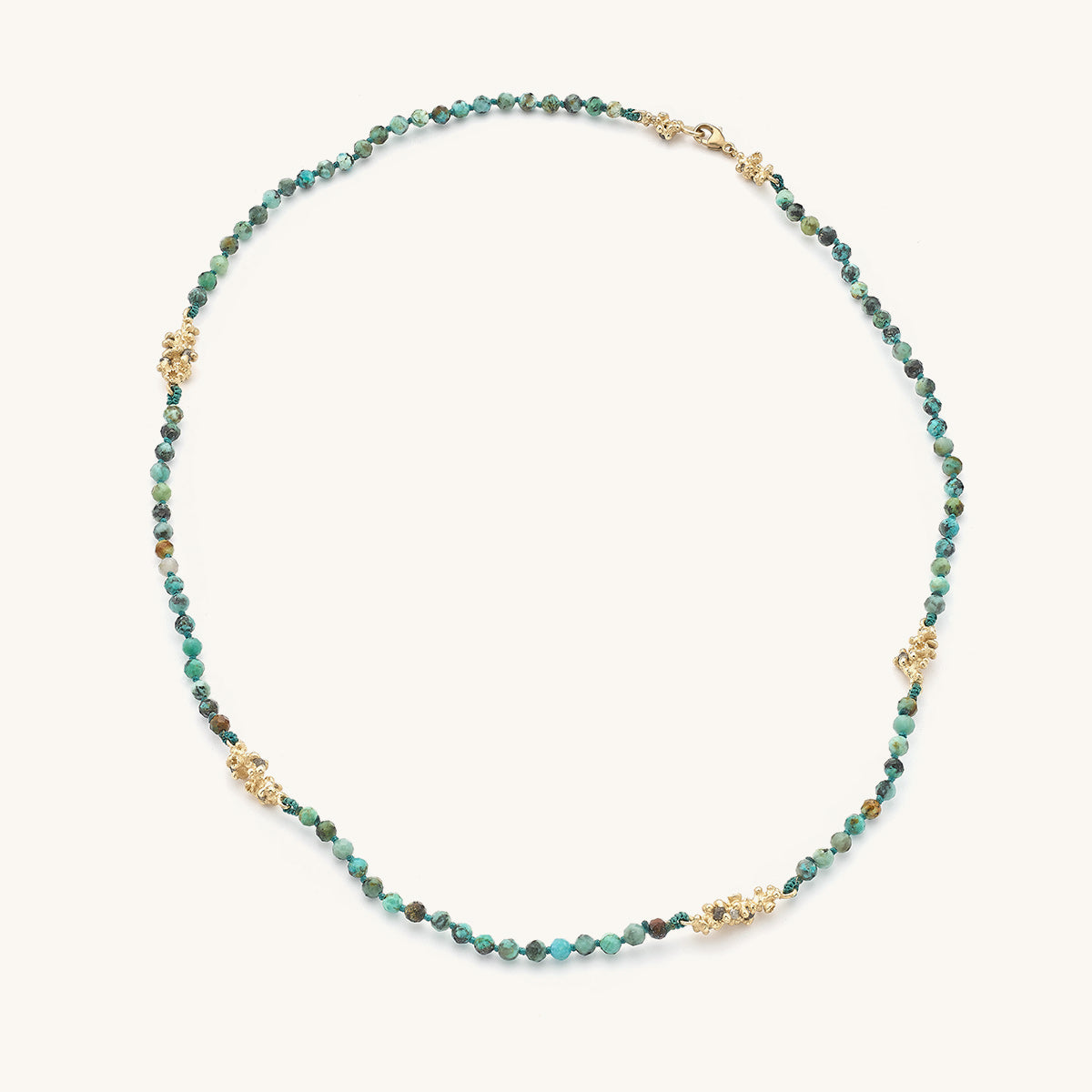 One of a Kind Beaded Turquoise Necklace with Grey Diamonds by Ruth Tomlinson Handmade in London 