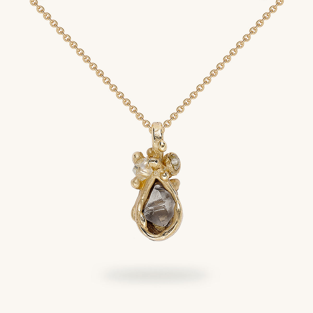 One of a Kind Alternative Raw Diamond Cluster Necklace by Ruth Tomlinson Handmade in London