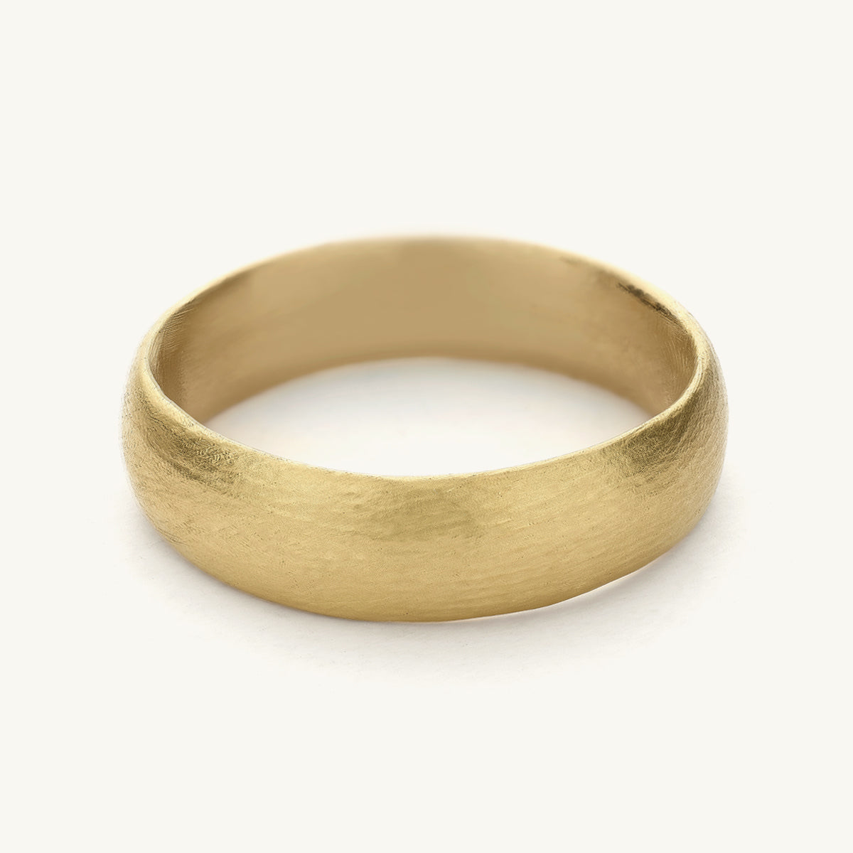 6mm wedding band from Ruth Tomlinson, handmade in recycled 18ct yellow gold