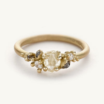 Raw diamond cluster style engagement ring from Ruth Tomlinson